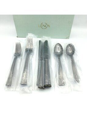 LENOX Cantwell Graphite flatware set - 20 piece 4 settings 18/10 stainless steel